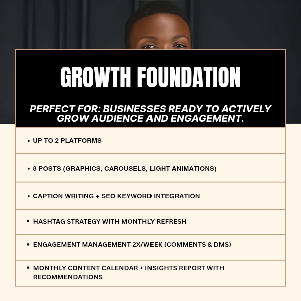 Social Media Management: "Growth Foundation" @ $250 per month
